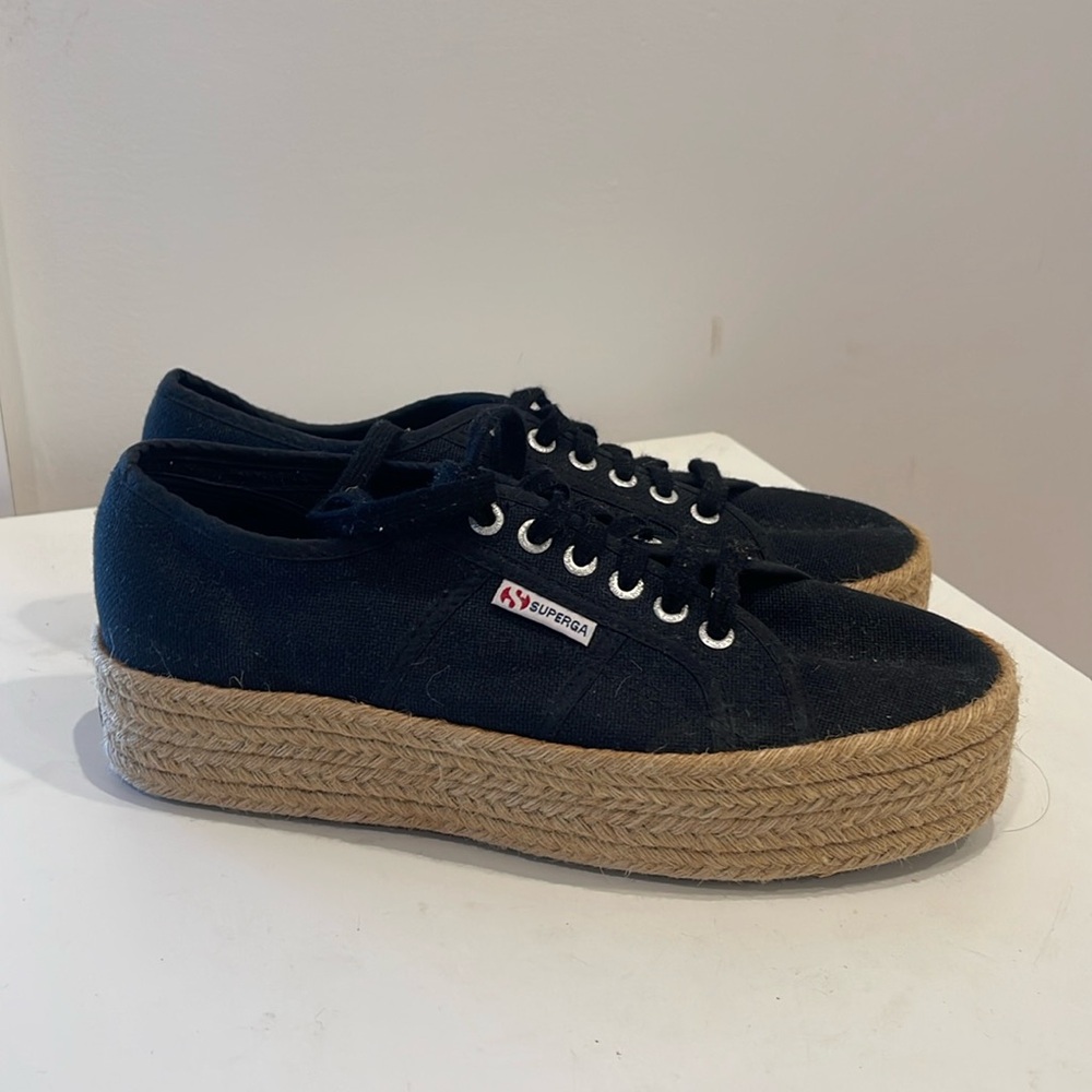 Superga black platform sneakers